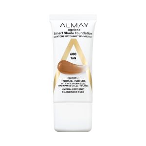 Almay Ageless Smart Shade Liquid Foundation Makeup, Hypoallergenic, Tan, 1 fl oz."