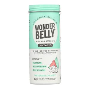 Wonderbelly Antacid 1000mg Chewable Heartburn Relief Tablets - Watermelon Mint - 60ct