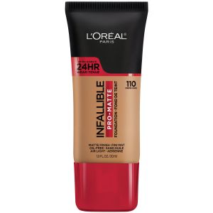 LOreal Paris Infallible Pro-Matte Liquid Foundation Makeup, 110 Creme Cafe, 1 fl oz