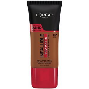 LOreal Paris Infallible Pro-Matte Liquid Foundation Makeup, 112 Cocoa, 1 fl oz