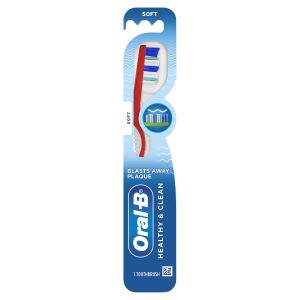 Oral-B Healthy Clean Manual Toothbrush, Blasts Away Plaque, Soft, 1 Count, for Adults & Children 3+"