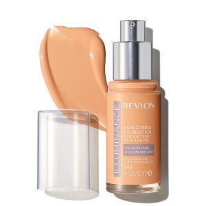 Revlon Illuminance Skin-Caring Liquid Foundation Makeup, Medium Coverage, 305 Medium Sand, 1 fl oz"