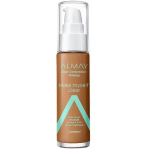 Almay Clear Complexion Makeup, Hypoallergenic, Cruelty Free, Fragrance Free, Dermatologist Tested Foundation, 1.0 oz - 800 Caramel