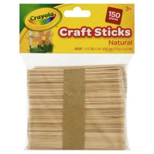 Crayola® Wood Craft Sticks, 4-1/2 x 3/8, Natural, Pack Of 150 Sticks