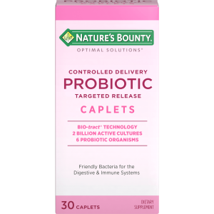 Natures Bounty Optimal Solutions Controlled Delivery Probiotic, Dietary Supplement, Supports Digestive and Immune Health, Caplets, 30 ct