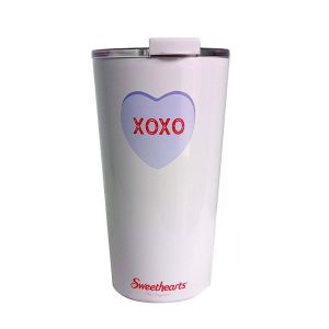 Valentines Day Tumbler with Lid 16 oz - Stainless Steel  Insulated XOXO Conversation Heart