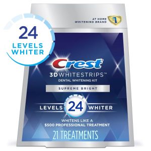 Crest 3D Whitestrips Supreme Bright at-home Teeth Whitening Kit, 21 Treatments"