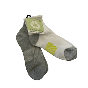 Eco-Friendly Quarter Socks - Black & White, 2-Pack (Adult One Size)