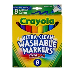Crayola Washable Marker Set, 8-Colors, Broad, Classic