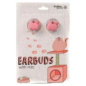 Gabba Goods Silicone Earbuds with Microphone - Fat Cat/Pink
