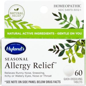 Allergy Pills by Hylands Naturals, Non Drowsy Seasonal Allergy Relief, Safe and Natural for Indoor & Outdoor Allergies, 60 Quick Dissolving Tablets