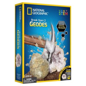 National Geographic Break Open 2 Geodes Science Kit for Child 8 Years and up, Includes Goggles"