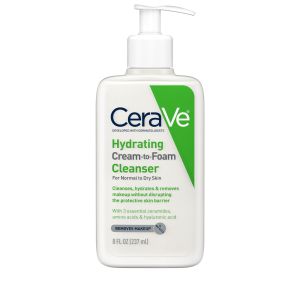 CeraVe Hydrating Cream-to-Foam Facial Cleanser with Hyaluronic Acid for Normal to Dry Skin, 8 fl oz"