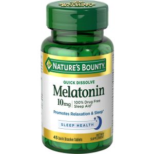 Nature's Bounty Melatonin 10 mg Quick Dissolve Tablets, Drug-Free Sleep Aid, 45 Ct"