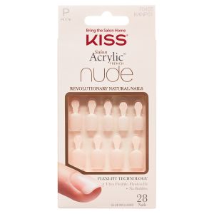 KISS Salon Acrylic French Nude, Press On Nails, Holla Back, Beige, Petite Squoval, 28 Count