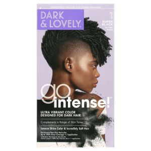 Dark and Lovely Go Intense Ultra Vibrant Color on Dark Hair, Unisex, Permanent Hair Color, 1 Super Black"