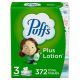 Puffs Plus Lotion Facial Tissue, 3 Family Boxes, 124 Facial Tissues Per Box
