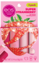 eos Super Strawberry Lip Balm Variety Pack, Made for Sensitive Skin, 0.14 oz, Pack of 4