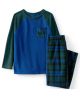 Lands' End Big Girls Long Sleeve Pocket Fleece Pajama Set - Blue/green Plaid - 1252543639-1.jpg