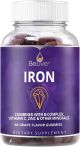 BeLive Iron Gummies - Multivitamin with Iron, Vitamins & Zinc for Blood Oxygen - Grape Flavor, Vegan Supplement for Women, Men & Kids