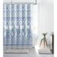 White Fabric Shower Curtain Blue Gold and Gray Moroccan Design with Metal Roller Ball Hook Set. 72IN X72 in - 294851923-1.jpg