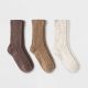 Women's Fine Ribbed Nep 3pk Crew Socks - Universal Thread Oatmeal/Tan/Brown 4-10: Cotton Blend, Midweight, Tagless Design - 298200541-1.jpg