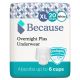 Because Premium Overnight Plus Incontinence Underwear - White, XL, 20 Ct