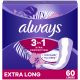 Always Xtra Protection 3-in-1 Daily Liners for Women, Extra Long Length, 60 CT