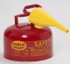 Justrite Steel Safety Can for Flammables, Type I, Flame Arrester, Funnel, Red, 2.5 Gallon, Steel, UI25FS - 51722708-1.png