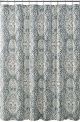 Serafina Home Grey White Fabric Shower Curtain: Diamond Floral Damask Design - 549435064-1.jpg