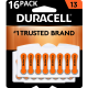 Duracell DA13B16ZM Long Lasting Hearing Aid Batteries with Easy Tab, Size:13, 16 Pack (New Open Box)