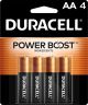 Duracell 1.5V Coppertop Alkaline AA Batteries, 4 Pack