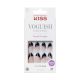 KISS Voguish Fantasy Medium Almond Fake Nails, Glossy Dark Black, Magnifique, 28 Ct.