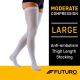 FUTURO Anti-Embolism Thigh Highs, Unisex, Large, Moderate Compression, White