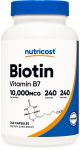 Nutricost Biotin (Vitamin B7) Supplement 10,000mcg (10mg), 240 Capsules