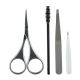 Japonesque Slant Tweezer, Point Tweezer, Scissors, & Spoolie Brow Kit