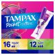 Tampax Pocket Radiant Tampons with LeakGuard Braid, Duo Pack Regular/Super Absorbency, 28 Ct
