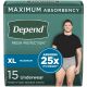 Depend Fresh Protection Adult Incontinence Underwear for Men, Maximum, XL, Grey, 15 Count