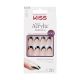 KISS Salon Acrylic French Color Press-On Nails, ‘Flame’, Black, Short Coffin, 31 Ct.