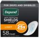 Depend Shield Incontinence Pads for Men Bladder Control Pads, Light, 58 Count