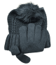 Winter Essentials Women’s Black Pompom Hat and Texting Tip Glove Gift Set, Made with Recycled Fiber