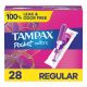 Tampax Pocket Radiant Compact Plastic Tampons, With LeakGuard Braid, Regular Absorbency, Unscented, 28 Count
