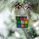 Rubik`S Cube Christmas Ornament, 4 inches Tall, Multi-Color, Plastic