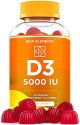 Vitamin D3 Gummies 5000 IU, Immune Support, Bone Health, Joint Support, High Potency Chewable Vitamin D3 Supplement for Adults, Vegan, Pectin Based, Non-GMO, Gluten Free